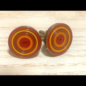 Red and yellow circle cufflinks